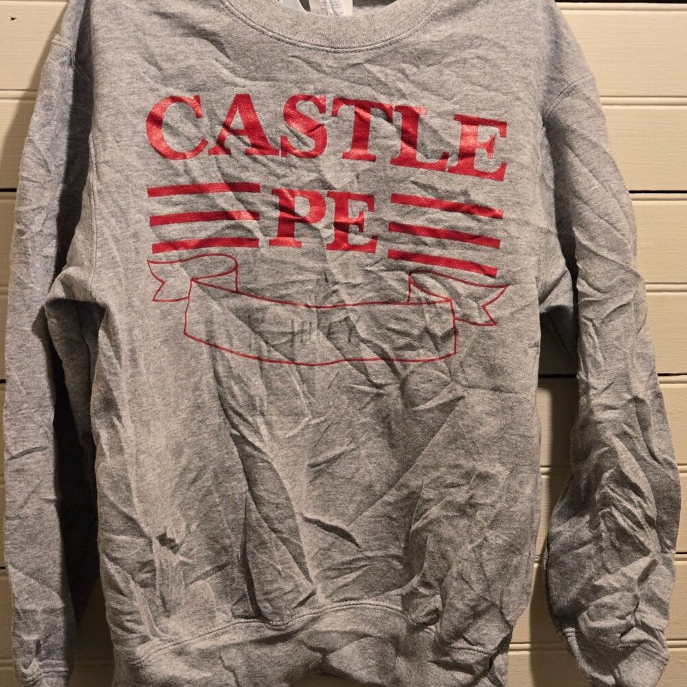 Port Company Sweatshirt Youth M Gray Castle PE Core Fleece Crewneck School Logo